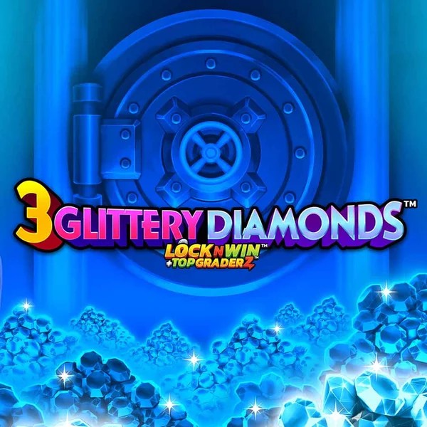 3 Glittery Diamonds slot logo by PearFiction Studios at Leon Casino
